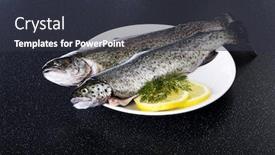  Presentation with trout - Audience pleasing slide set consisting of omega 3 - trout on plate backdrop and a dark gray colored foreground