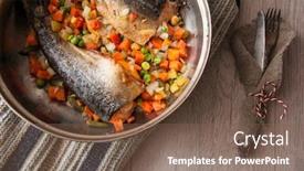  Presentation with trout - PPT layouts with trout-steaks-in-plate-placed background and a violet colored foreground