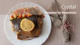  Presentation with trout - Slide deck featuring trout-steaks-in-plate-placed background and a coral colored foreground