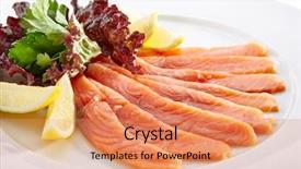  Presentation with restaurant menu - Audience pleasing slides consisting of trout with lemon and green backdrop and a coral colored foreground