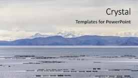  Presentation with trout - PPT theme featuring trouts farm on titicaca lake background and a  colored foreground