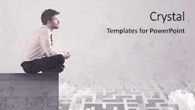  Presentation with solving - Colorful slide deck enhanced with trouver un emploi - business worker sitting on concrete backdrop and a  colored foreground