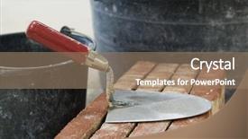  Presentation with build - Colorful theme enhanced with trowel and bricks to build a house or a wall backdrop and a coral colored foreground