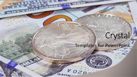  Presentation with eagle - Presentation theme enhanced with troy - silver american eagle coins background and a light gray colored foreground