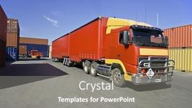  Presentation with cargo - Audience pleasing presentation theme consisting of truck-and-cargo-containers backdrop and a gray colored foreground