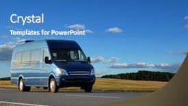  Presentation with passengers - PPT layouts enhanced with truck bus - blue minibus transporting passengers background and a teal colored foreground