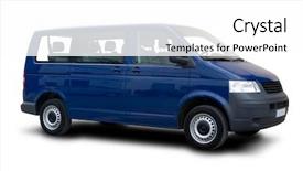  Presentation with bus - Beautiful presentation featuring truck bus - blue passenger van isolated backdrop and a white colored foreground