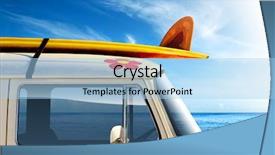  Presentation with roof - Presentation theme enhanced with truck bus - detail of a vintage van background and a light blue colored foreground