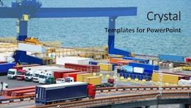  Presentation with container - Slide set consisting of truck carries container background and a  colored foreground