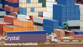 Presentation with container ship - PPT theme featuring truck carries container background and a coral colored foreground