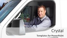  Presentation with truck driver - Slide deck having truck driver in the car background and a white colored foreground