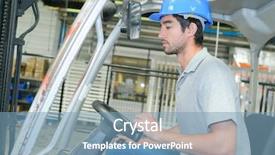  Presentation with forklift - Presentation theme enhanced with truck driver safety - man driving forklift background and a teal colored foreground