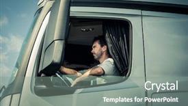  Presentation with truck driver - Audience pleasing presentation consisting of truck driver sitting in cab backdrop and a gray colored foreground