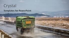  Presentation with wave - Slides enhanced with truck-driving-on-bridge background and a light blue colored foreground