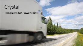 Presentation with driving road - Amazing PPT theme having truck driving on country-road motion blur backdrop and a light gray colored foreground