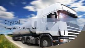  Presentation with driving road - Presentation design with truck-driving-on-country-road background and a light blue colored foreground