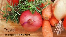  Presentation with cut - Audience pleasing slides consisting of truck food - composition with raw vegetables backdrop and a coral colored foreground
