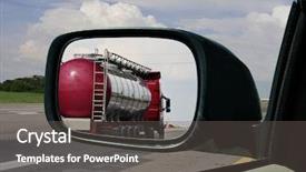  Presentation with tank truck - Slide deck with truck in the rearview mirror background and a dark gray colored foreground