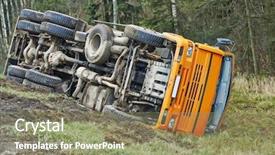  Presentation with road accident - PPT layouts with truck safety driving - road accident lorry car crash background and a coral colored foreground