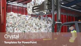  Presentation with forklift - Cool new slide deck with truck loading stacks of recycle backdrop and a coral colored foreground