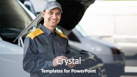  Presentation with mechanic tablet - Slides consisting of truck mechanic - mechainc using a tablet background and a ocean colored foreground