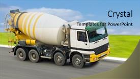  Presentation with mixer truck - Slide deck enhanced with truck mixer - construction machinery background and a light blue colored foreground
