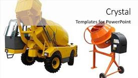  Presentation with machines - PPT theme enhanced with truck mixer - image of a concrete mixing background and a white colored foreground
