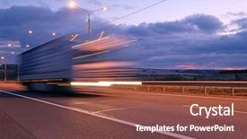  Presentation with supply chain - Presentation design featuring automobile supply chain - truck on a highway background and a tawny brown colored foreground