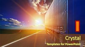  Presentation with transportation - Slide deck enhanced with truck on a highway background and a tawny brown colored foreground