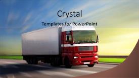  Presentation with haul truck safety - Presentation enhanced with truck on highway and sunset background and a teal colored foreground