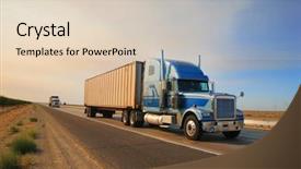  Presentation with rice truck import - Presentation design having trucking industry - truck on highway california usa background and a lemonade colored foreground