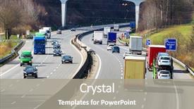  Presentation with highway - PPT theme consisting of truck on highway background and a gray colored foreground