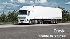  Presentation with cargo transportation - Audience pleasing theme consisting of truck on road blue sky backdrop and a gray colored foreground
