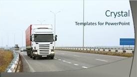  Presentation with shipping - Presentation design consisting of truck on road delivery background and a  colored foreground