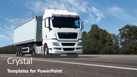 Presentation with trucking - Colorful presentation design enhanced with truck-on-the-road-front backdrop and a dark gray colored foreground