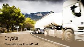  Presentation with landon the mountain road - Slide deck featuring truck on the road pyrenees background and a coral colored foreground