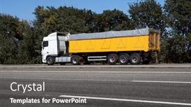  Presentation with trucking - PPT layouts consisting of truck-on-the-road-side background and a dark gray colored foreground