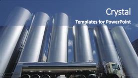  Presentation with tank truck - Colorful presentation enhanced with truck parked alongside storage tank backdrop and a ocean colored foreground