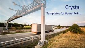  Presentation with truck - Audience pleasing theme consisting of truck passing through a toll backdrop and a sky blue colored foreground