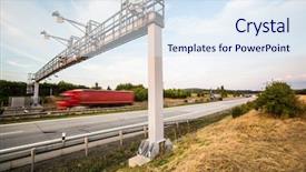  Presentation with truck - PPT theme having truck passing through a toll background and a sky blue colored foreground