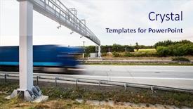  Presentation with truck - Presentation theme featuring truck passing through a toll background and a sky blue colored foreground