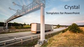 Presentation with truck - Cool new theme with truck passing through a toll backdrop and a light blue colored foreground