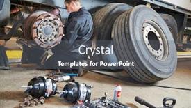  Presentation with mechanic repair - Audience pleasing presentation theme consisting of roadside - truck repair service mechanic works backdrop and a gray colored foreground