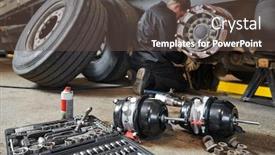  Presentation with mechanic repair - Presentation theme featuring automobile - truck repair service mechanic works background and a tawny brown colored foreground