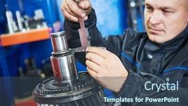  Presentation with shaft - Presentation design with measuring gear shaft of gearbox background and a ocean colored foreground