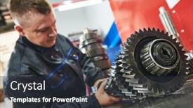  Presentation with repair - Slide set having works gear shaft of gearbox background and a dark gray colored foreground