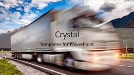  Presentation with large industrial mining dump truck - Amazing slide set having truck rushes down the highway backdrop and a mint green colored foreground