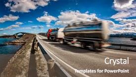  Presentation with empty road motion blur - Slide set consisting of truck rushes down the highway background and a  colored foreground