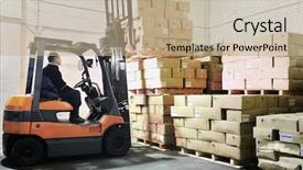  Presentation with loading - Beautiful slides featuring truck safety driving - electric forklift in warehouse loading backdrop and a coral colored foreground