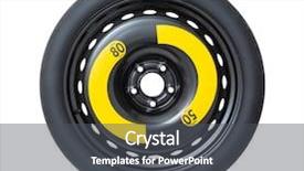  Presentation with wheel - Beautiful PPT layouts featuring truck safety driving - spare wheel isolated on white backdrop and a dark gray colored foreground